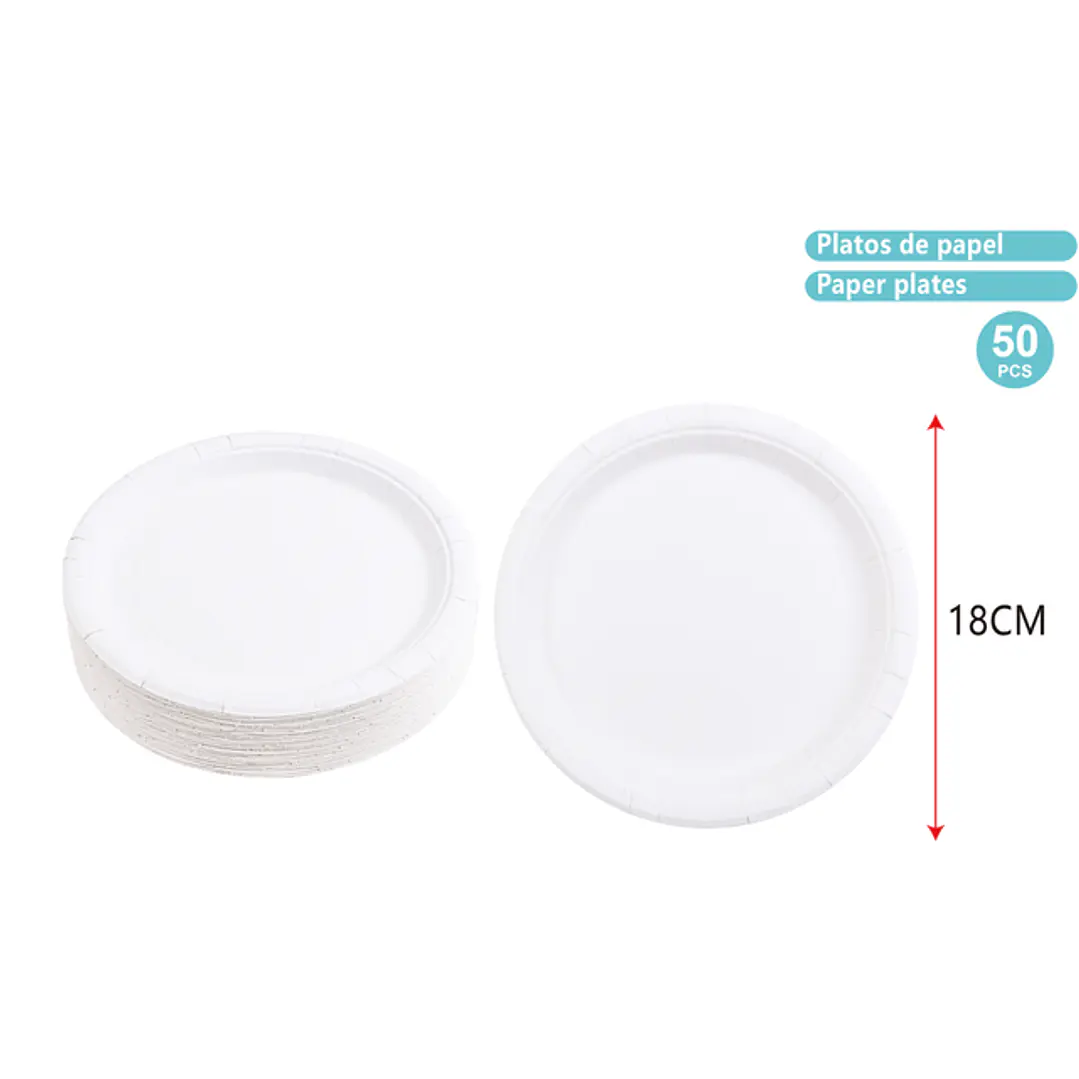 Platos De Papel Blanco 18Cm 50 Unidades 1
