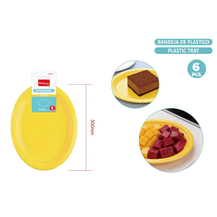 Bandejas Plastico Amarillo 30X23Cm 6 Unidades 1