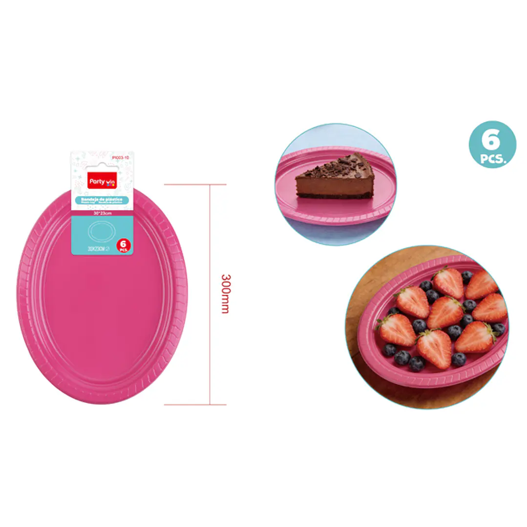 Bandejas Plastico Fucsia 30X23Cm 6 Unidades 1