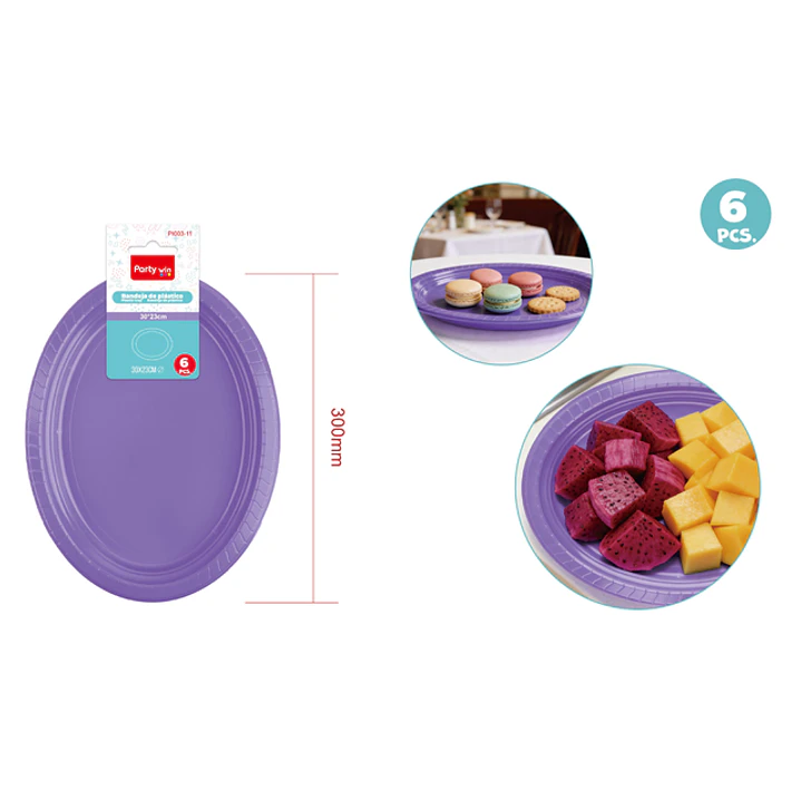 Bandejas Plastico Morado Claro 30X23Cm 6 Unidades 1