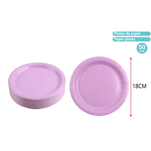 Platos De Cartón Morado 18Cm 50 Unidades