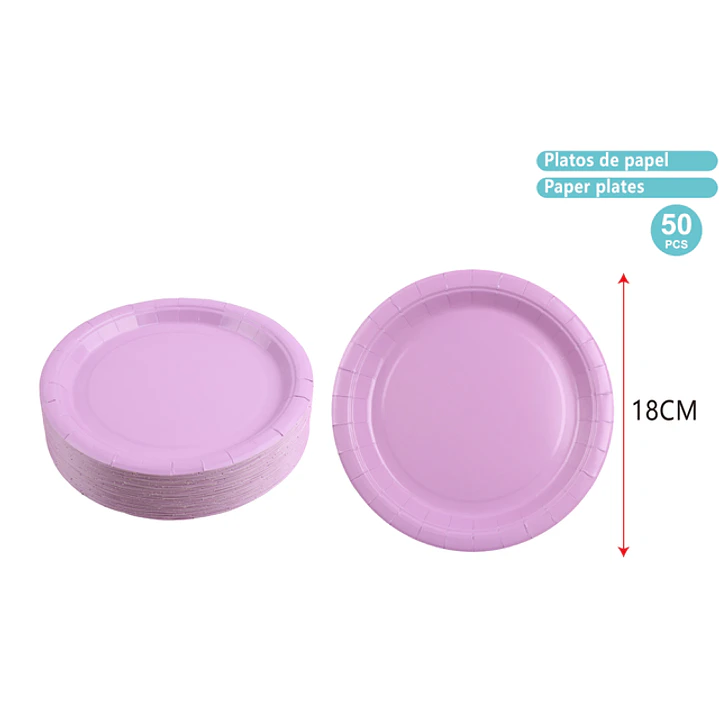 Platos De Papel Morado 18Cm 50 Unidades 1
