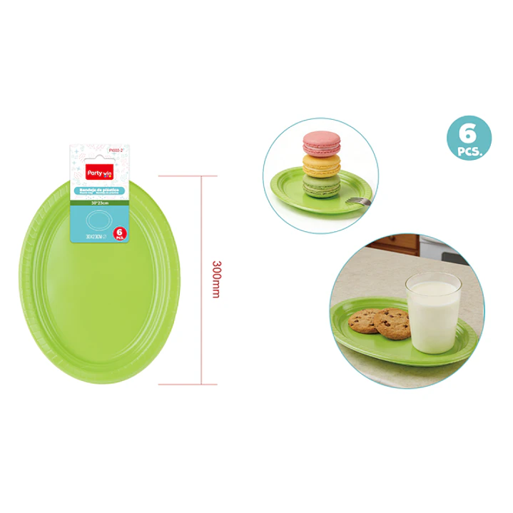 Bandejas Plastico Verde 30X23Cm 6 Unidades 1
