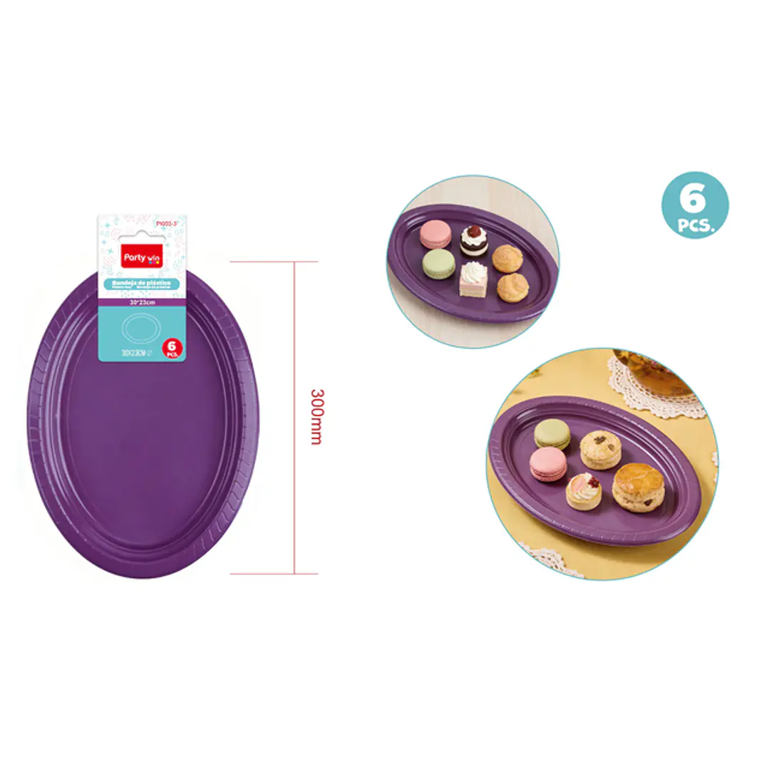Bandejas Plastico Morado 30X23Cm 6 Unidades 1