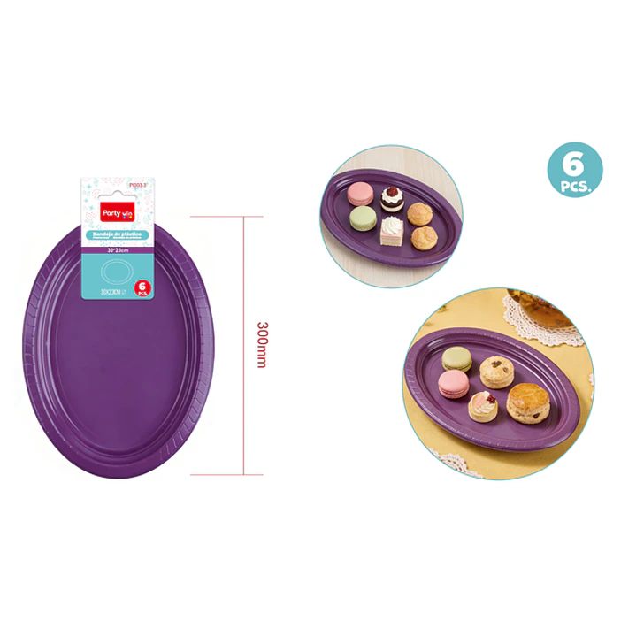 Bandejas Plastico Morado 30X23Cm 6 Unidades 1