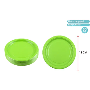 Platos De Cartón Verde 18Cm 50 Unidades