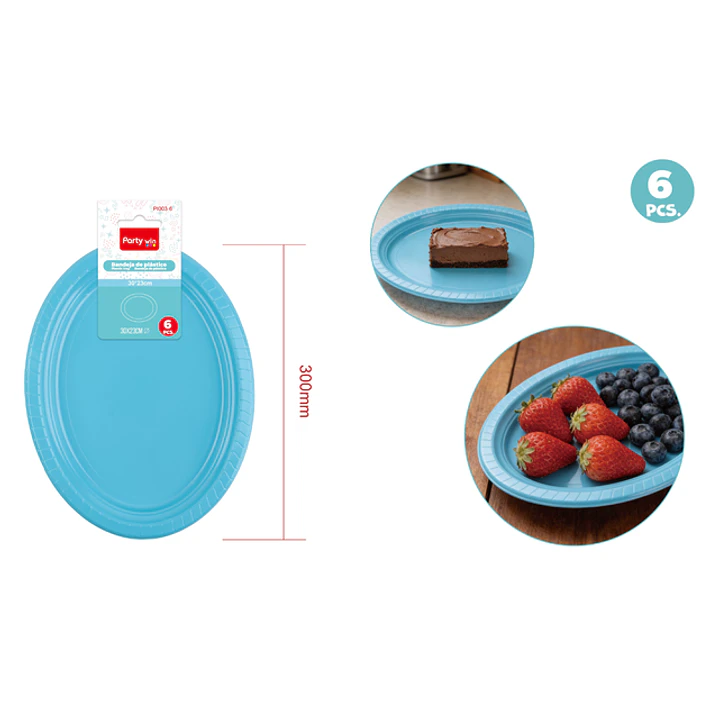 Bandejas Plastico Celeste 30X23Cm 6 Unidades 1
