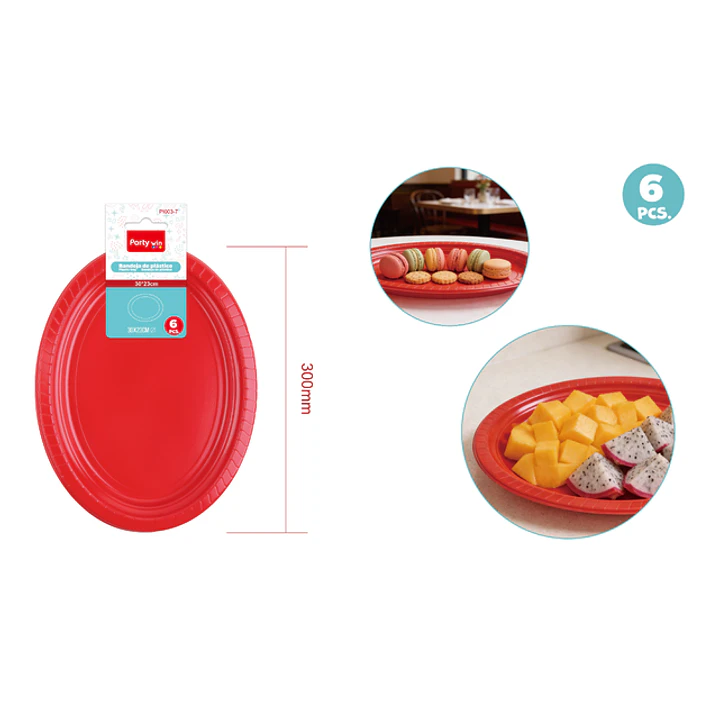 Bandejas Plastico Rojo 30X23Cm 6 Unidades 1