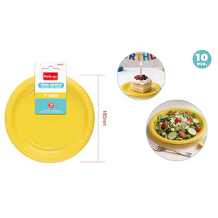 Platos Plastico Amarillo 18Cm 10 Unidades
