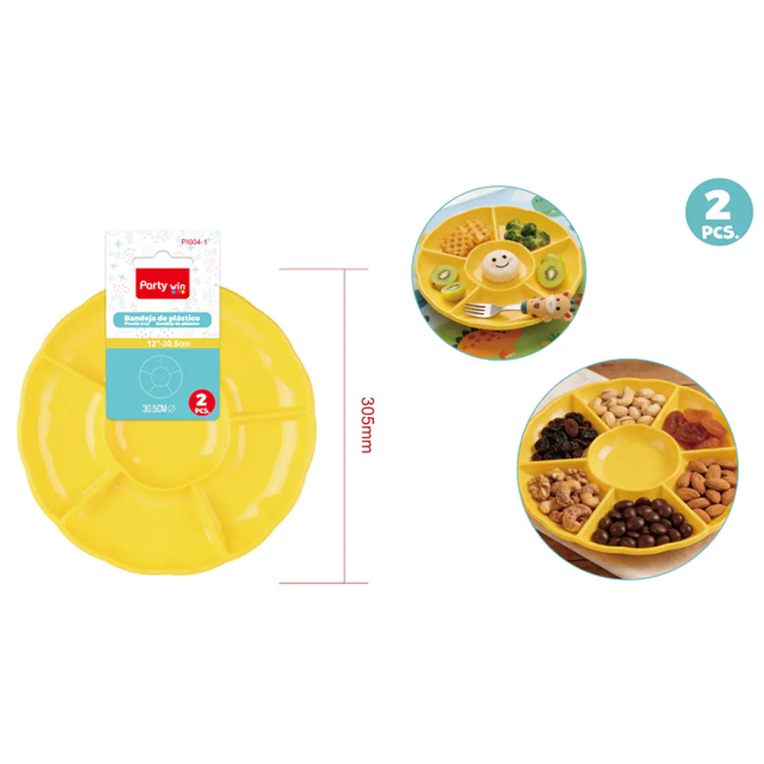 Bandejas Plastico Amarillo 30.5Cm 2 Unidades 1
