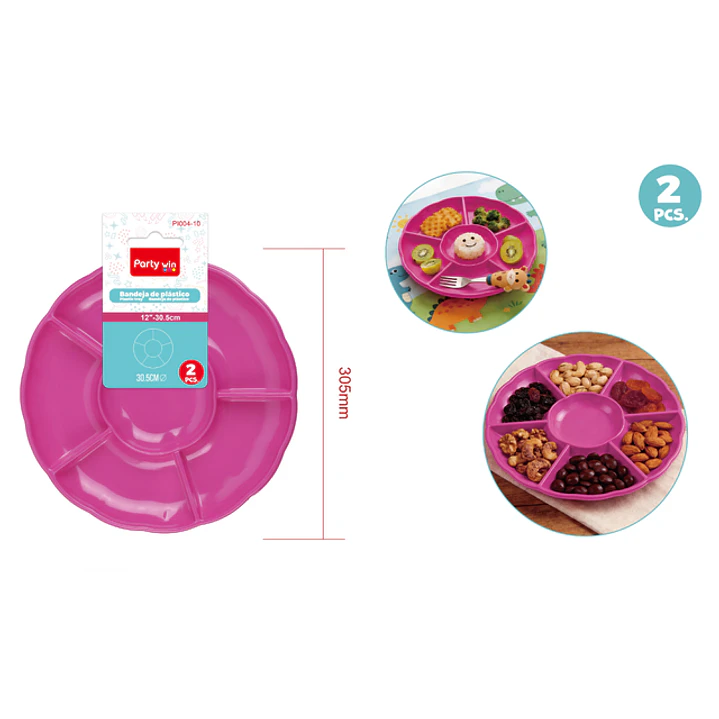 Bandejas Plastico Fucsia 30.5Cm 2 Unidades 1