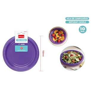 Platos Plastico Morado 18Cm 10 Unidades