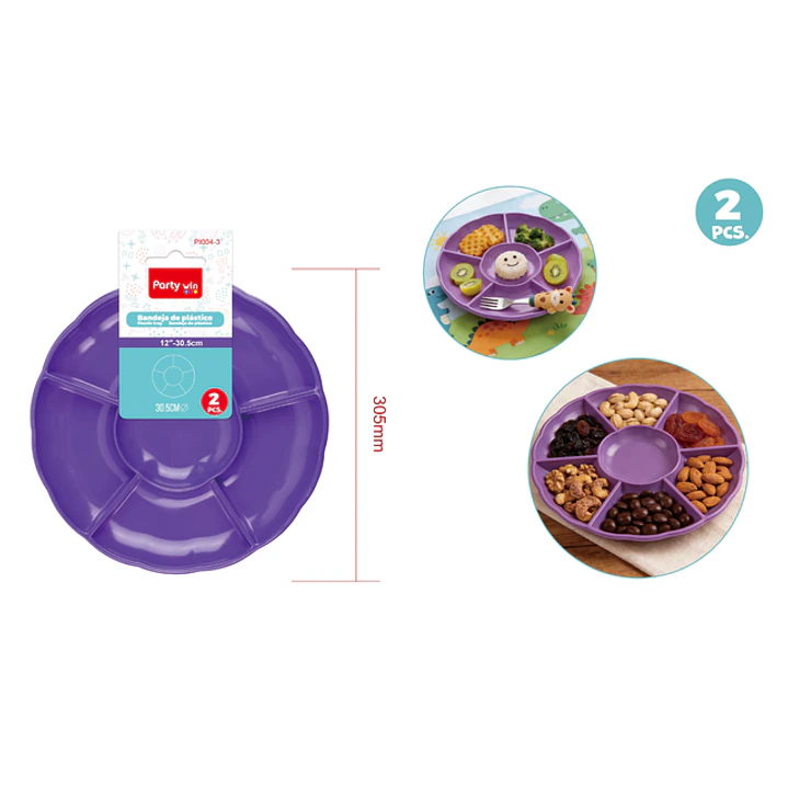 Bandejas Plastico Morado 30.5Cm 2 Unidades 1