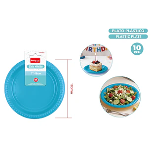 Platos Plastico Celeste 18Cm 10 Unidades