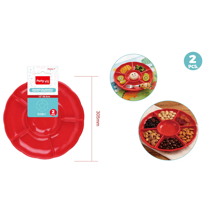Bandejas Plastico Rojo 30.5Cm 2 Unidades 1