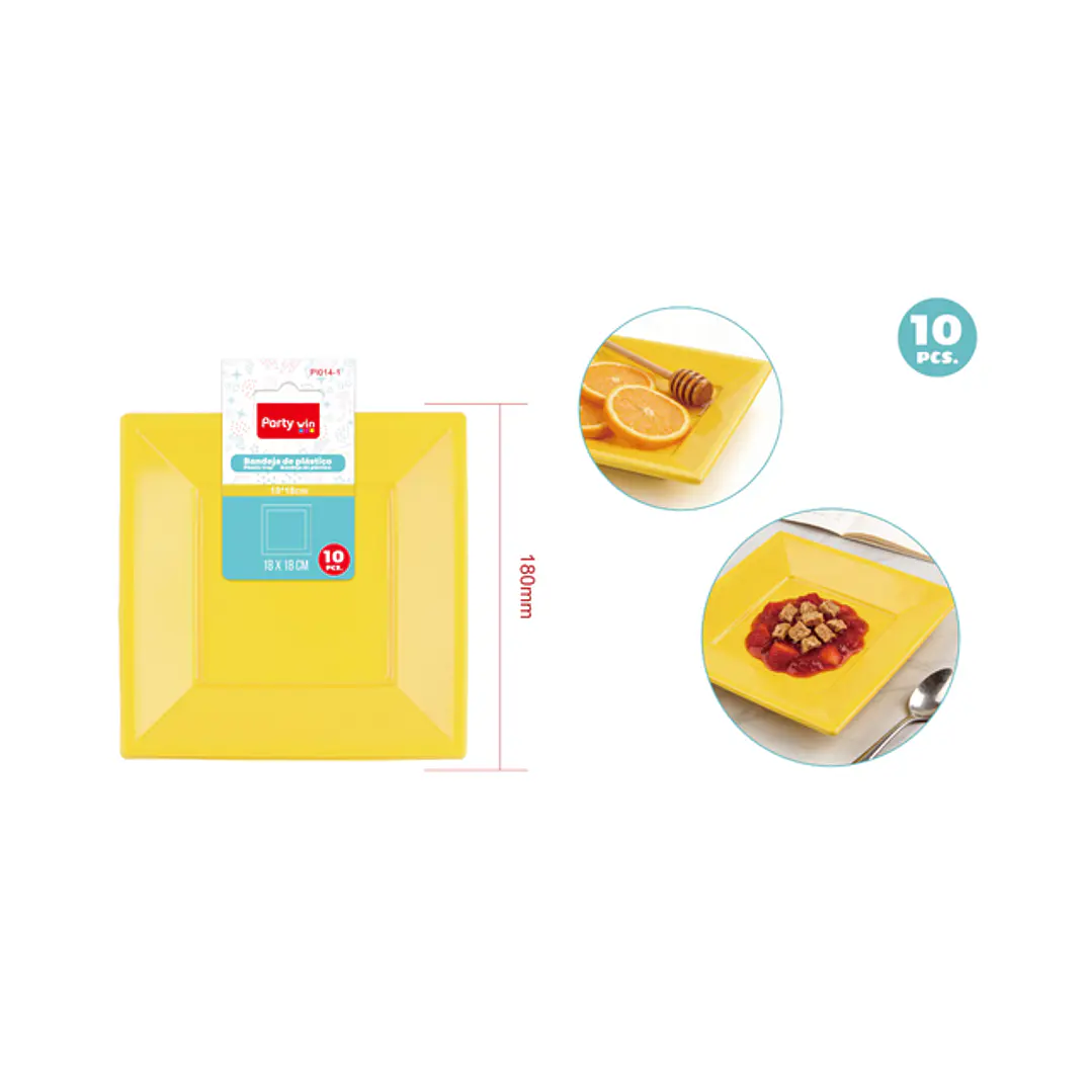 Platos Plastico Amarillo 18Cm 10 Unidades 1