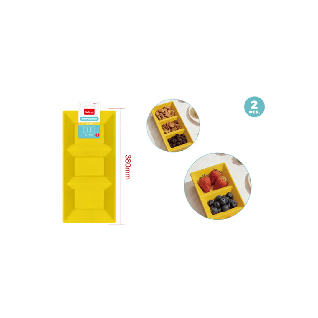 Bandejas Plastico Amarillo 38X18Cm 2 Unidades 1