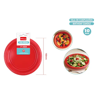 Platos Plastico Rojo 18Cm 10 Unidades