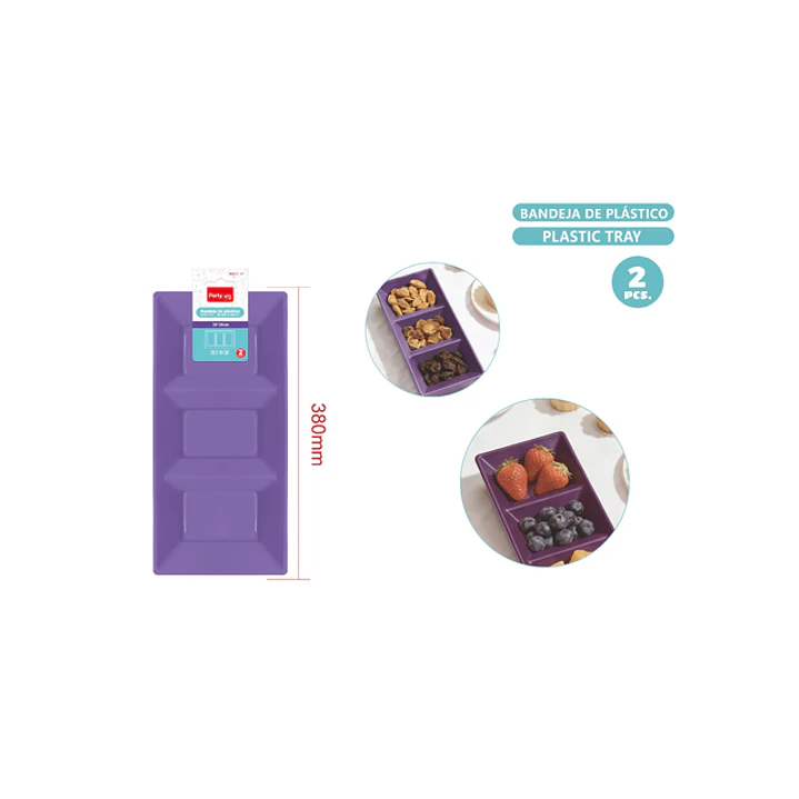 Bandejas Plastico Morado Claro 38X18Cm 2 Unidades 1