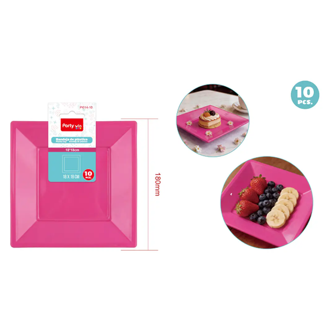 Platos Plastico Fucsia 18Cm 10 Unidades 1