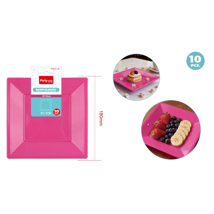 Platos Plastico Fucsia 18Cm 10 Unidades 1