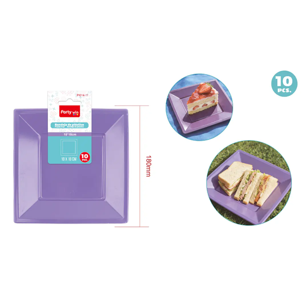 Platos Plastico Morado 18Cm 10 Unidades 1