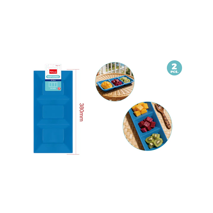 Bandejas Plastico Azul 38X18Cm 2 Unidades 1