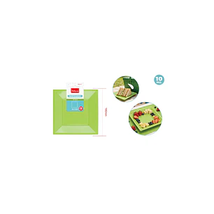 Platos Plastico Verde 18Cm 10 Unidades