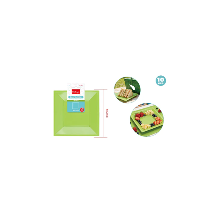 Platos Plastico Verde 18Cm 10 Unidades 1