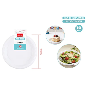 Platos Plastico Blanco 18Cm 10 Unidades