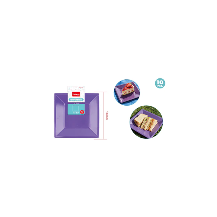 Platos Plastico Morado 18Cm 10 Unidades 1