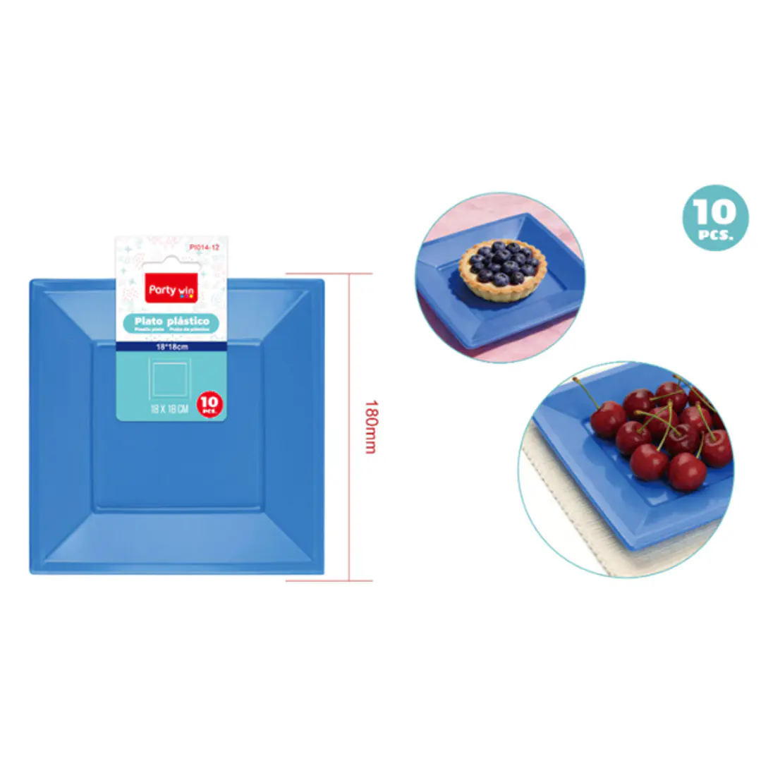 Platos Plastico Azul 18Cm 10 Unidades 1