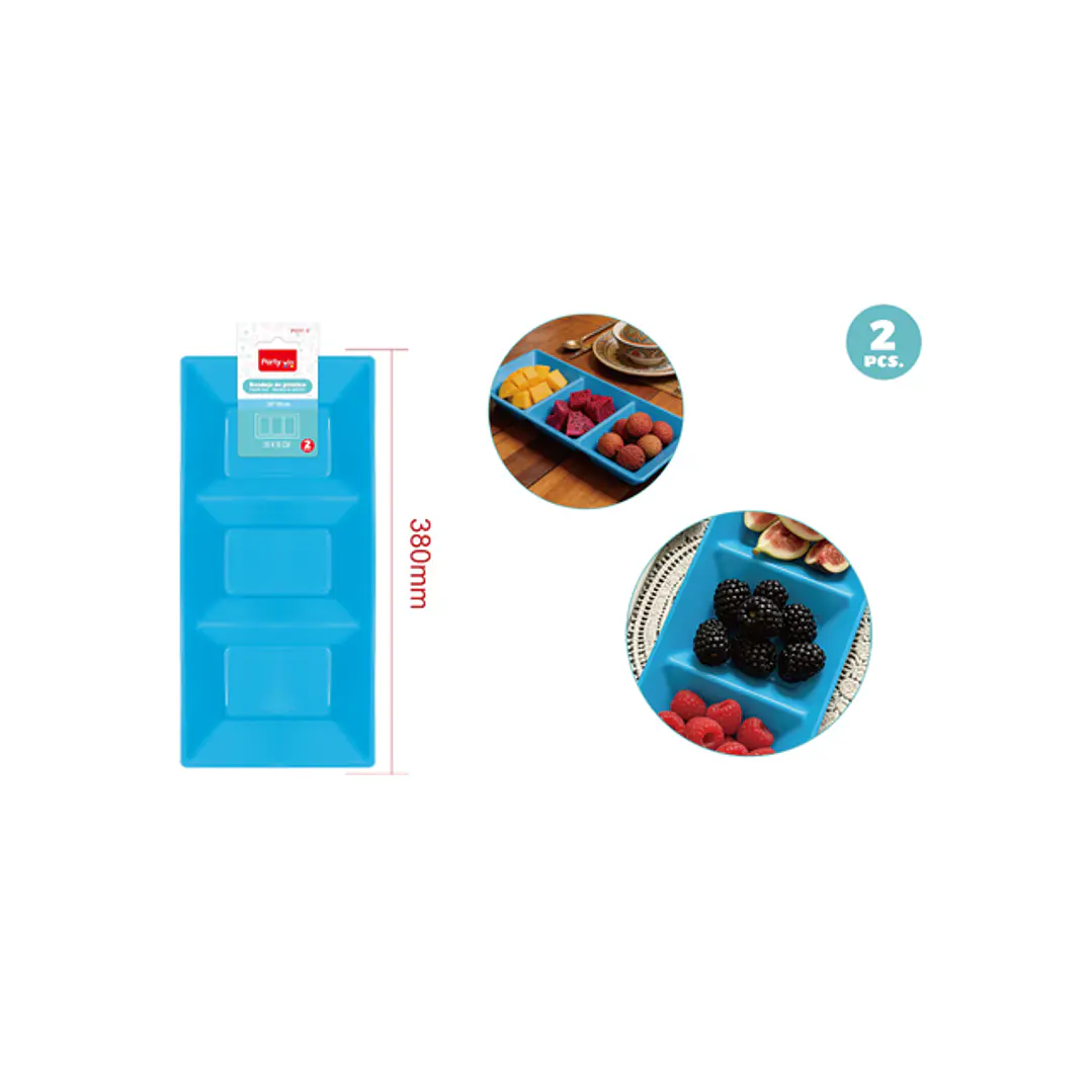 Bandejas Plastico Celeste 38X18Cm 2 Unidades 1