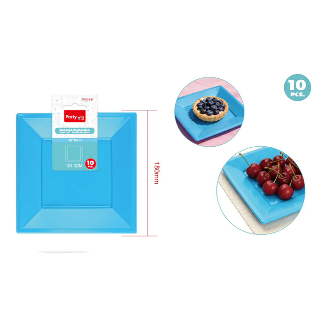 Platos Plastico Celeste 18Cm 10 Unidades 1