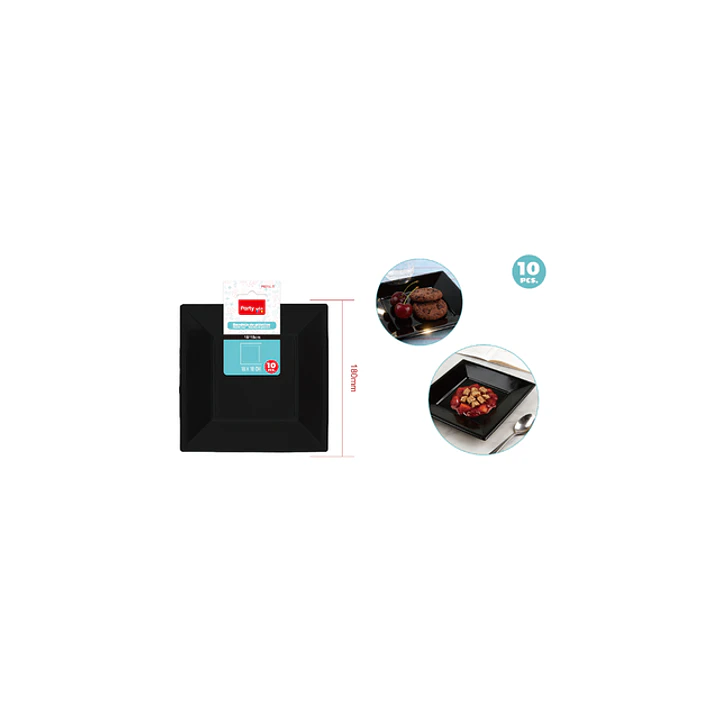 Platos Plastico Negro 18Cm 10 Unidades 1