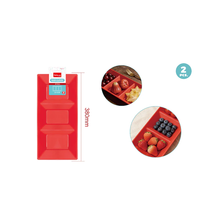 Bandejas Plastico Rojo 38X18Cm 2 Unidades 1