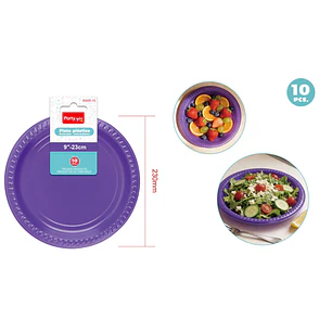 Platos Plastico Morado 23Cm 10 Unidades