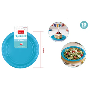 Platos Plastico Azul Claro 23Cm 10 Unidades