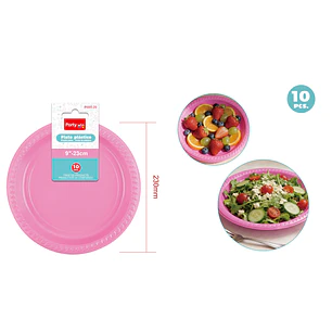 Platos Plastico Rosado Claro 23Cm 10 Undades
