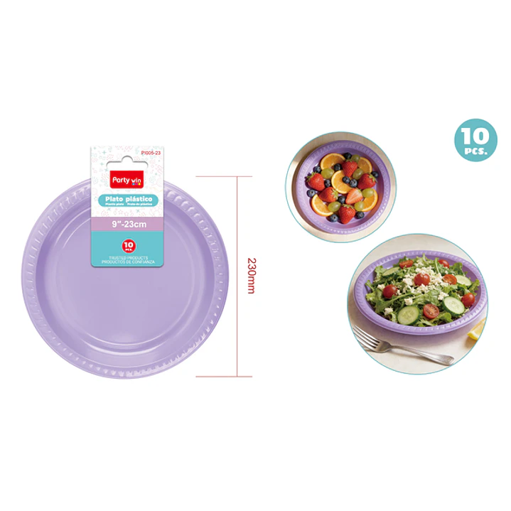 Platos Plastico Morado Claro 23Cm 10 Unidades 1