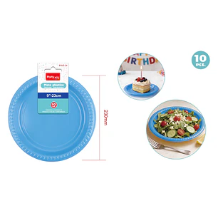 Platos Plastico Azul 23Cm 10 Unidades