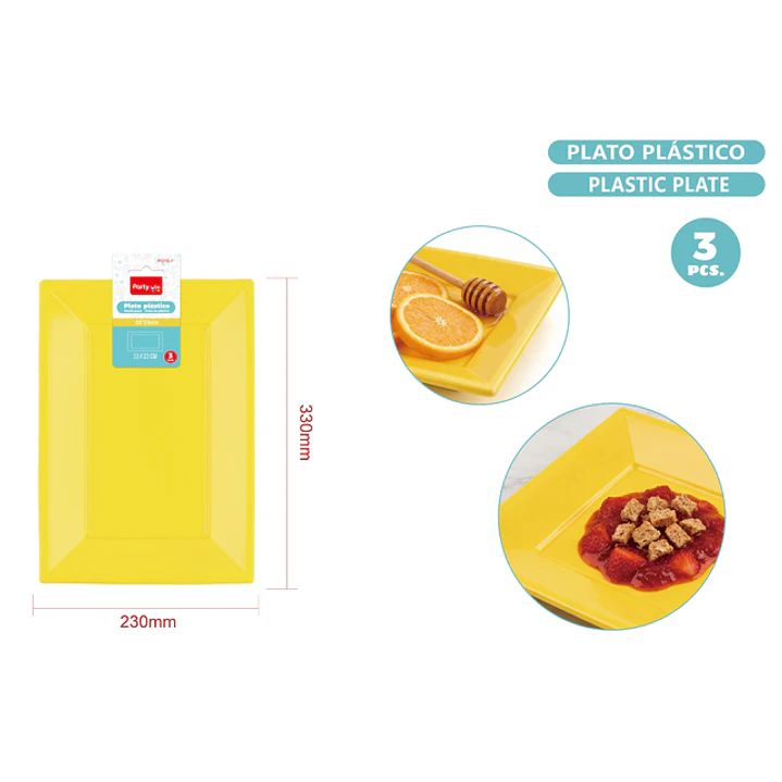 Bandejas Plastico Amarillo 33X23Cm 3 Unidades 1