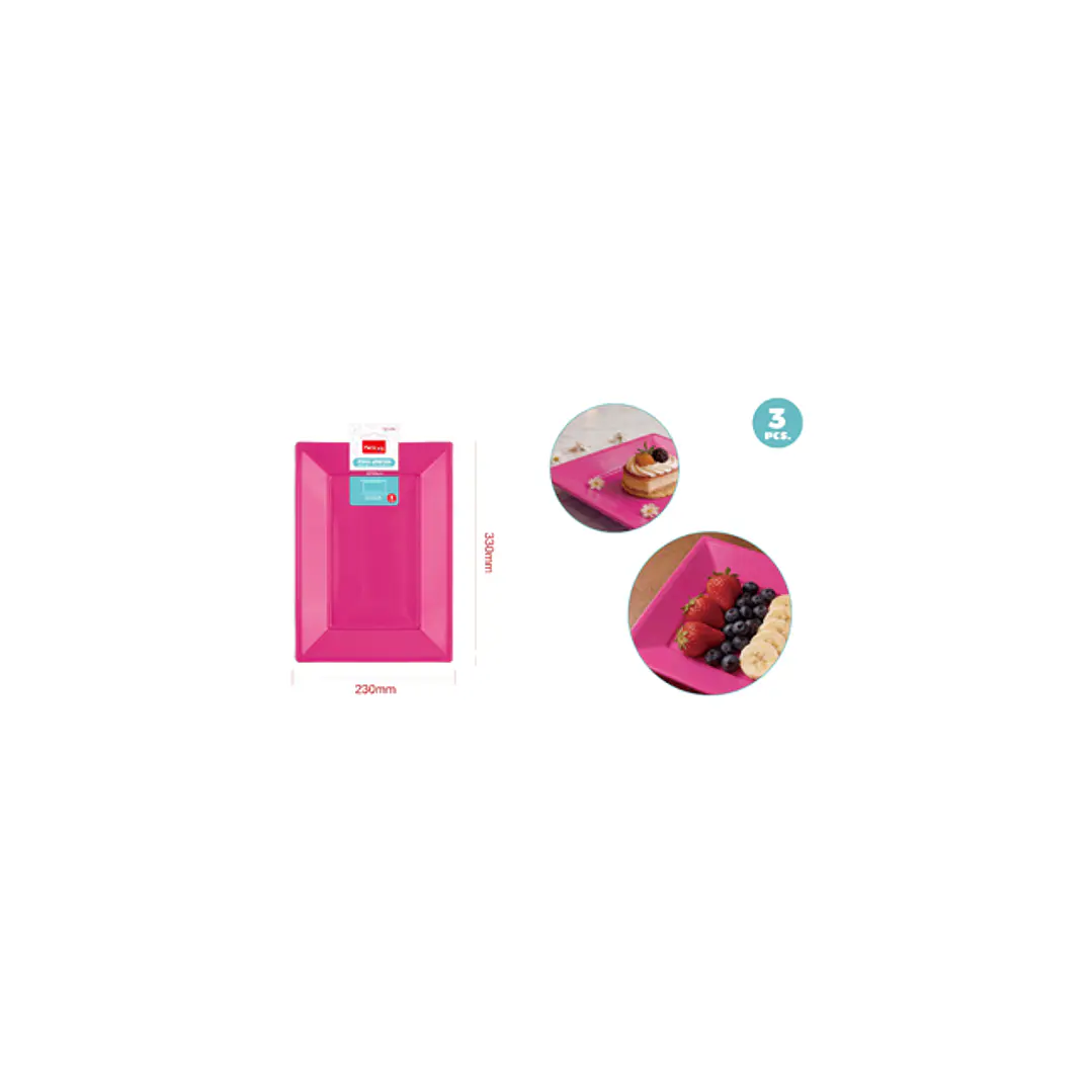 Bandejas Plastico Fucsia 33X23Cm 3 Unidades 1