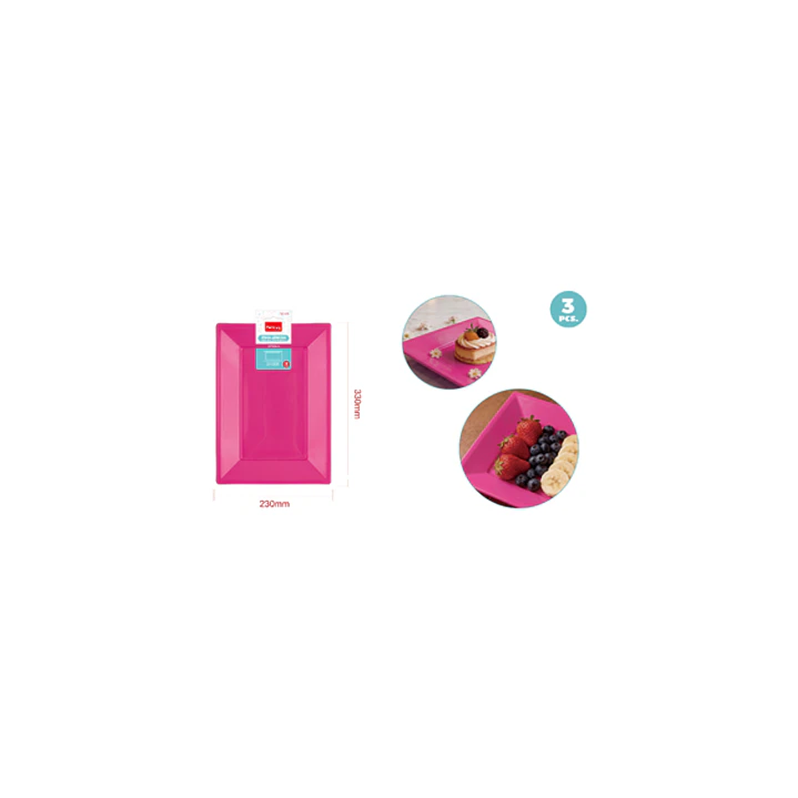 Bandejas Plastico Fucsia 33X23Cm 3 Unidades 1