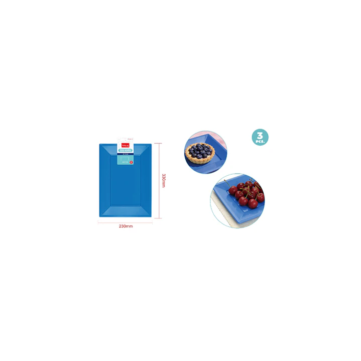 Bandejas Plastico Azul 33X23Cm 3 Unidades 1