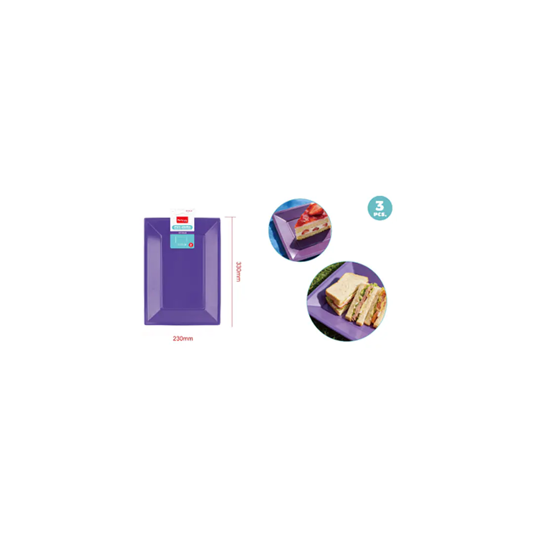 Bandejas Plastico Morado 33X23Cm 3 Unidades 1