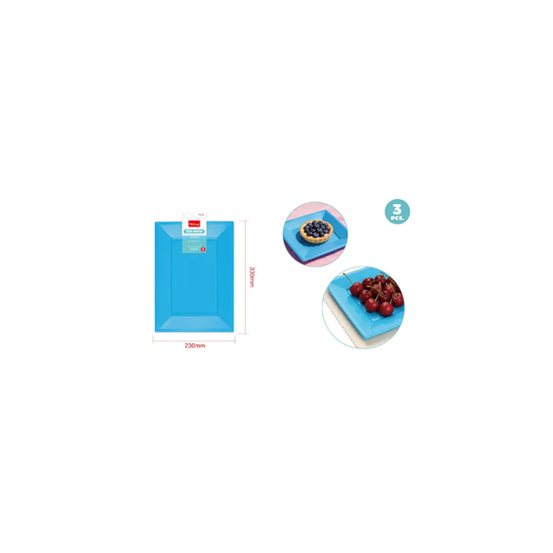 Bandejas Plastico Celeste 33X23Cm 3 Unidades 1