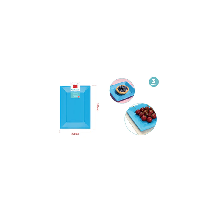 Bandejas Plastico Celeste 33X23Cm 3 Unidades 1