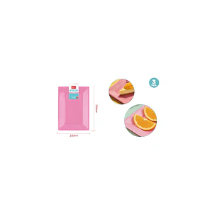 Bandejas Plastico Rosado 33X23Cm 3 Unidades