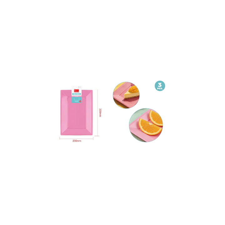 Bandejas Plastico Rosado 33X23Cm 3 Unidades 1